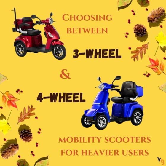 Choosing between 3-wheel and 4-wheel mobility scooters for heavier users