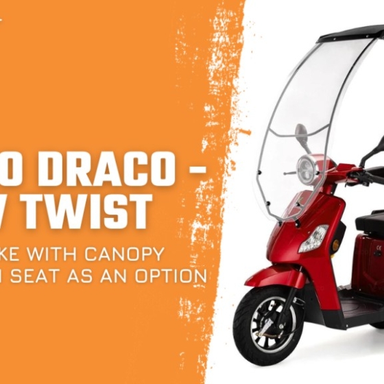Veleco DRACO – a new twist. Mobility trike with canopy and captain seat as an op