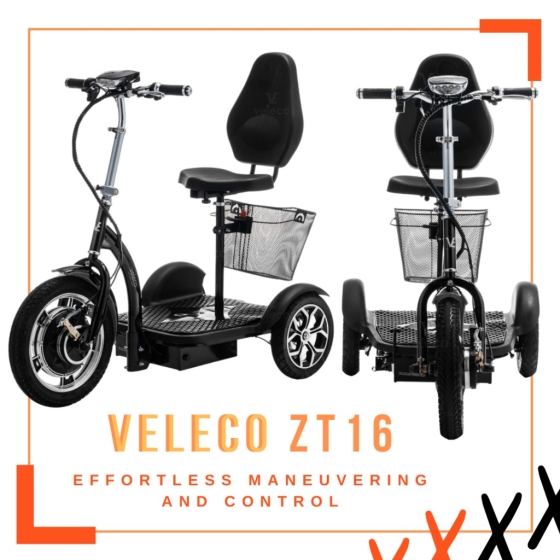 Veleco ZT16 — compact and agile electric mobility scooter. Perfect for daily err